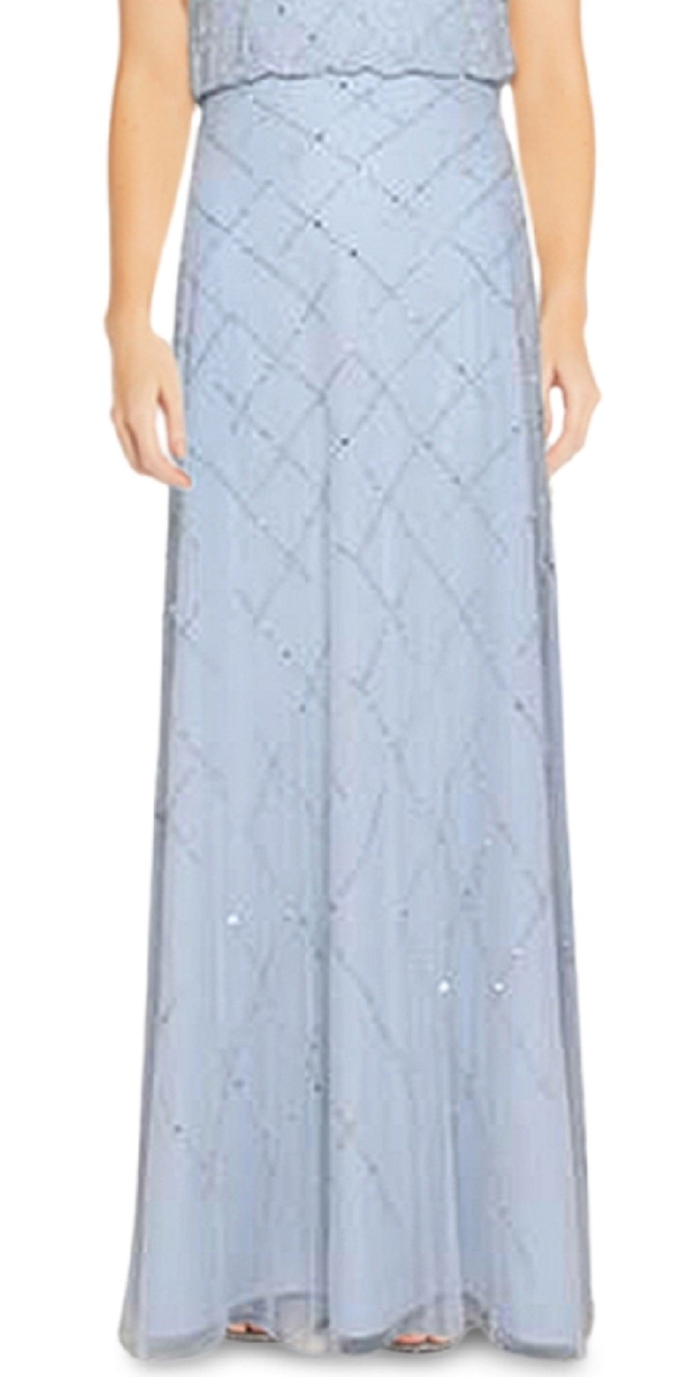 Adrianna Papell Women's Beaded Blouson Gown Blue Size 4