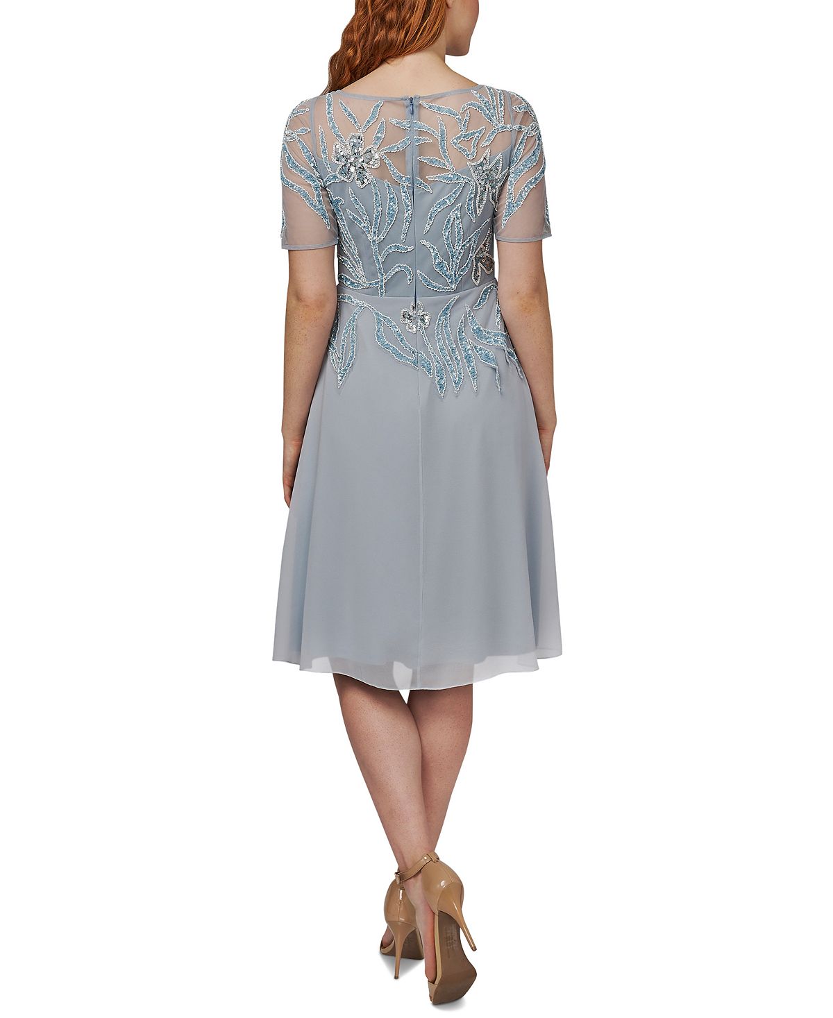 Adrianna Papell Women's Beaded Cocktail Dress Blue Size 4