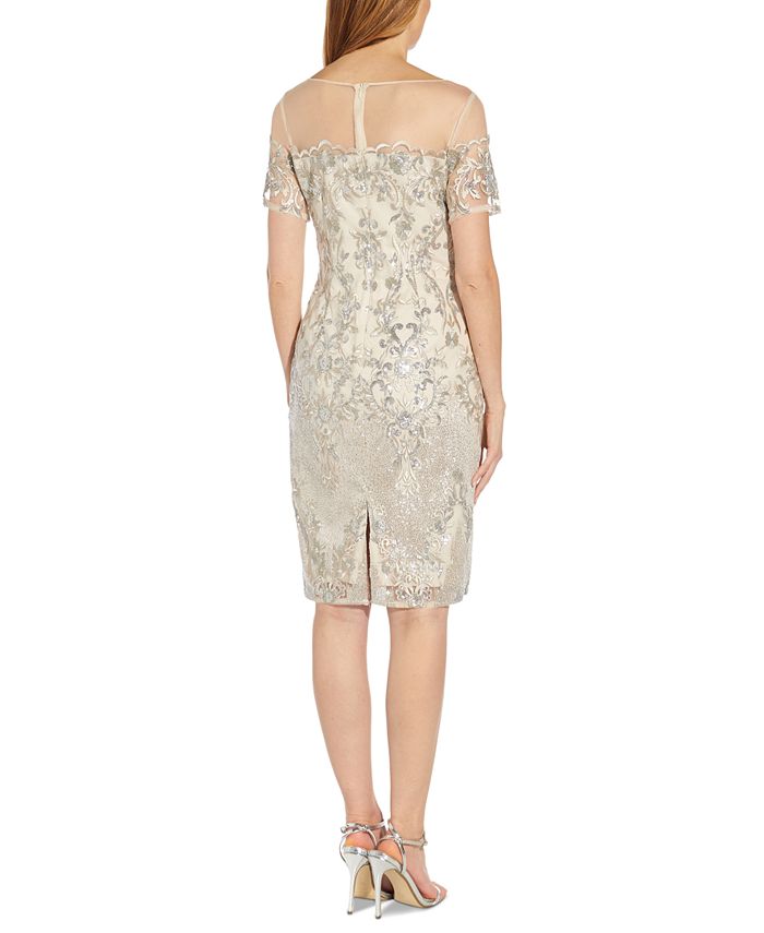 Adrianna Papell Women's Embellished Sheath Dress Brown Size 2