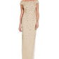 Adrianna Papell Women's Off The Shoulder 3-D Beaded Gown Brown Size 14