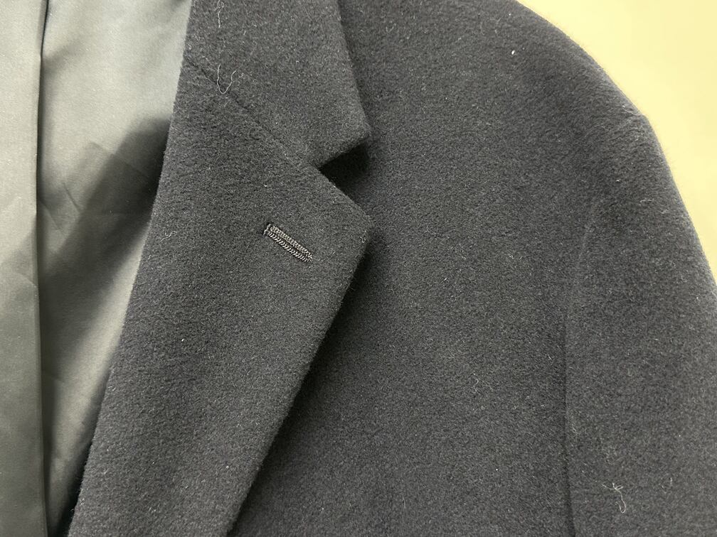 Tommy Hilfiger Men's Addison Wool-Blend Trim Fit Overcoat Blue Size 46