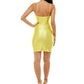 Emerald Sundae Junior's Side Pleated Shimmer Dress Yellow Size Small