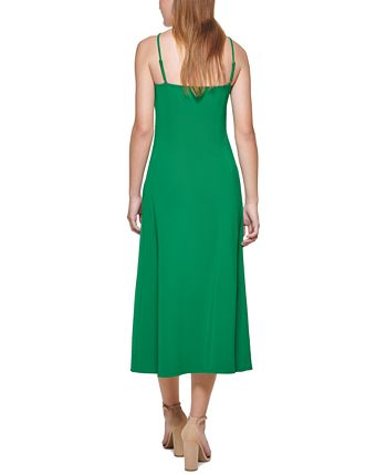 GUESS Women's Knot Front Midi Dress Green Size 10