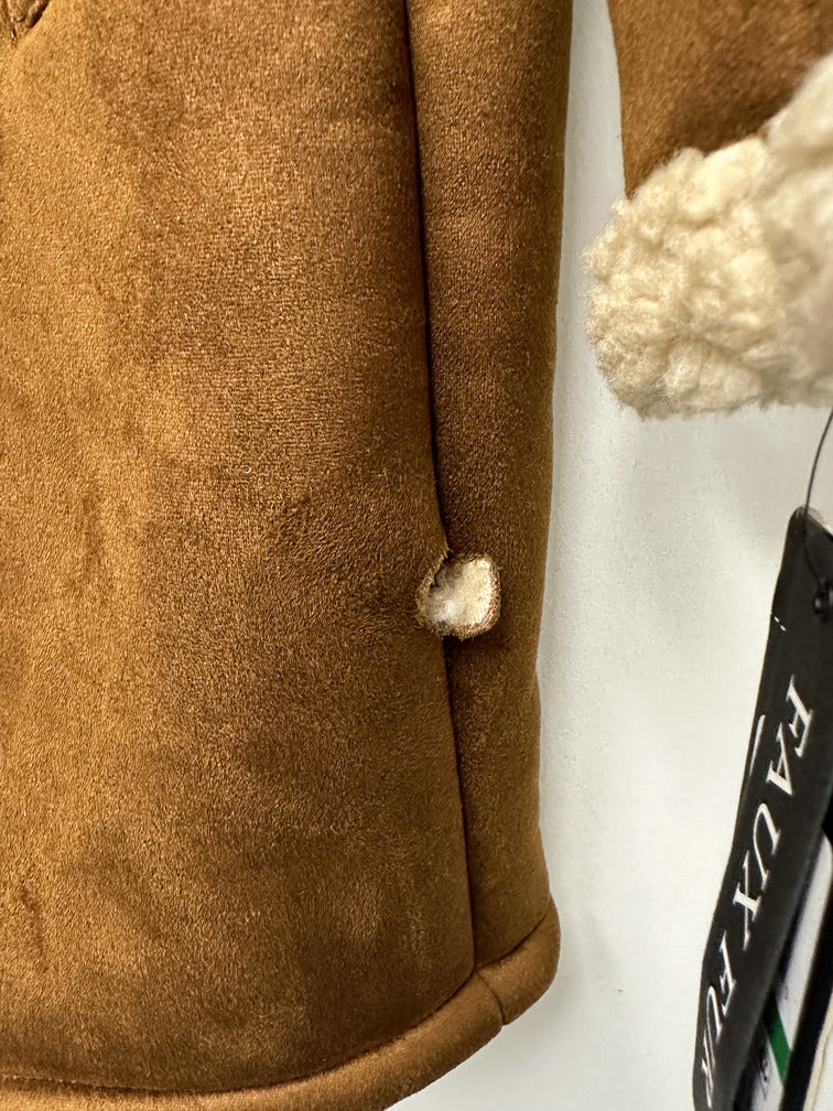 Guess Men's Faux Shearling Overcoat Brown Size Large
