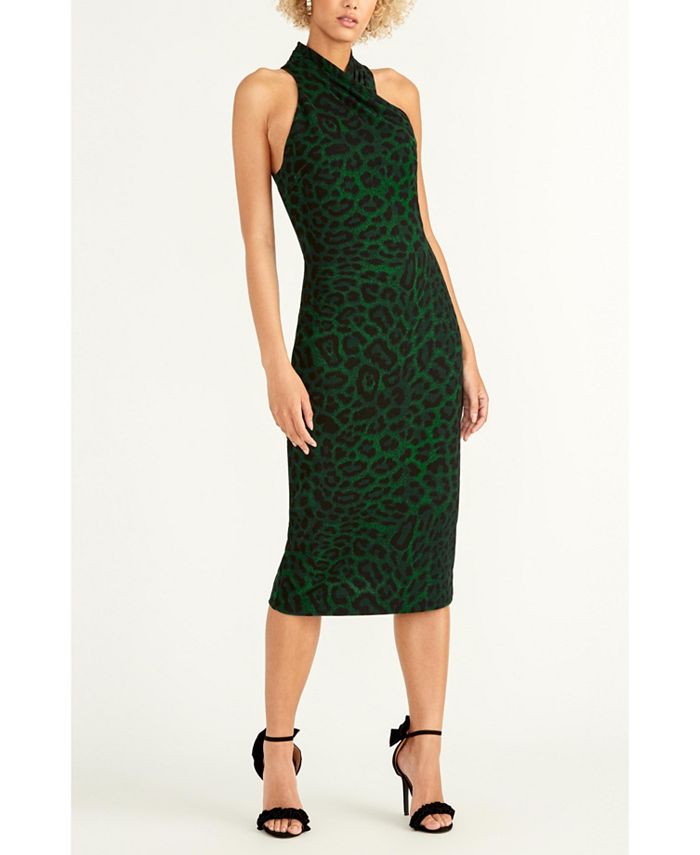 Rachel Roy Women's Jaguar Print Sheath Dress Green Size X-Large