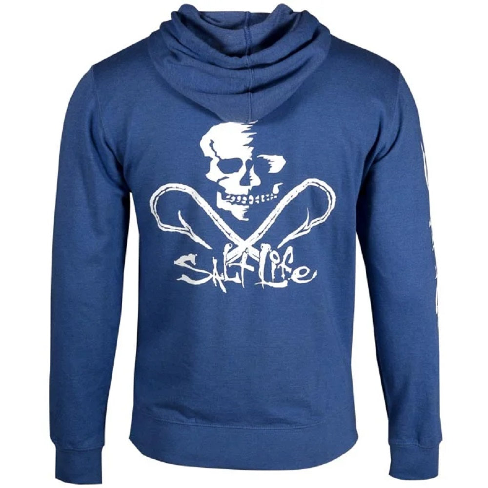 Salt Life Men's Skull And Hooks Hoodie Blue Size Large