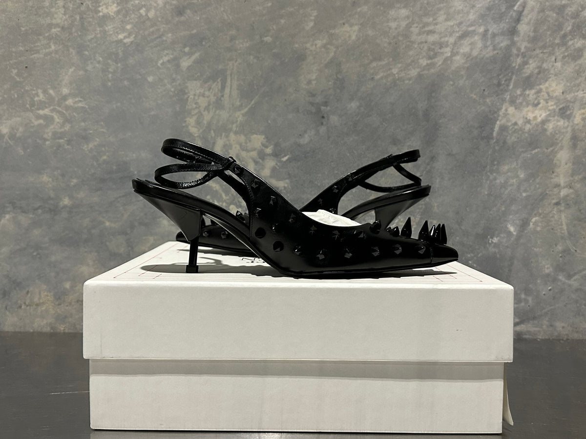 Alexander Mcqueen Women's Spiked Kitten Heel Pumps Black Size 4