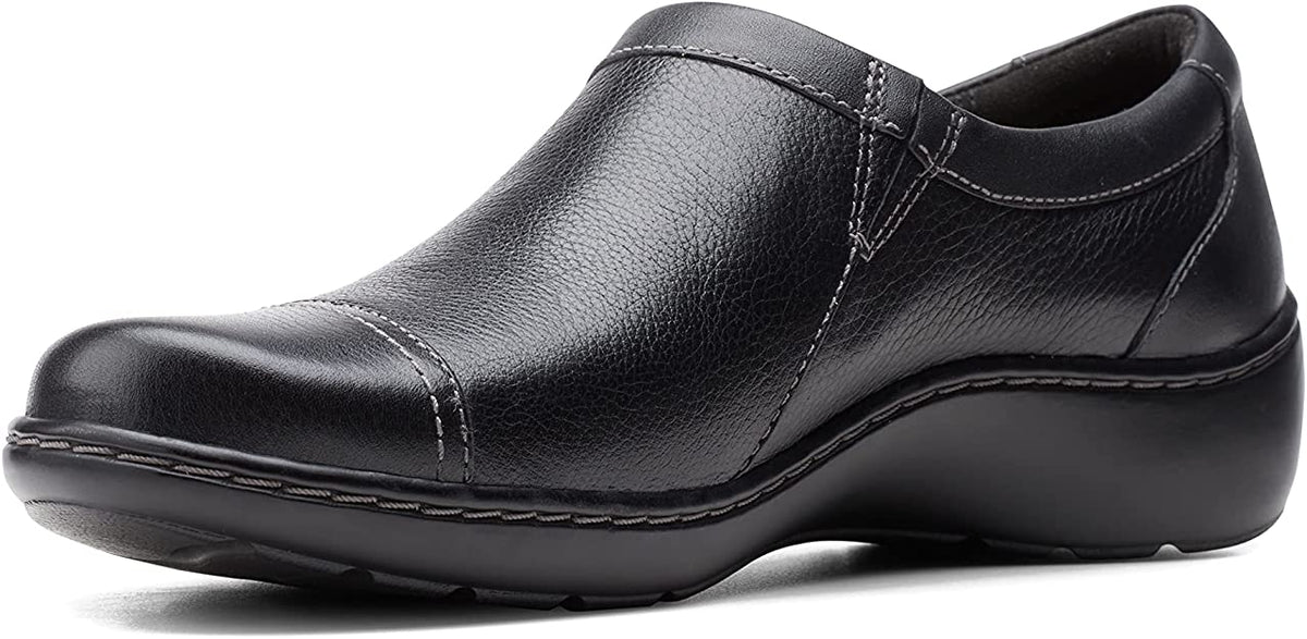 Clarks Women's Cora Giny Cushioned Zip Loafer Flats Black Size 8 M