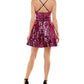 Crystal Doll Junior's Sweetheart Neckline Sequin Mesh Dress Purple Size 5