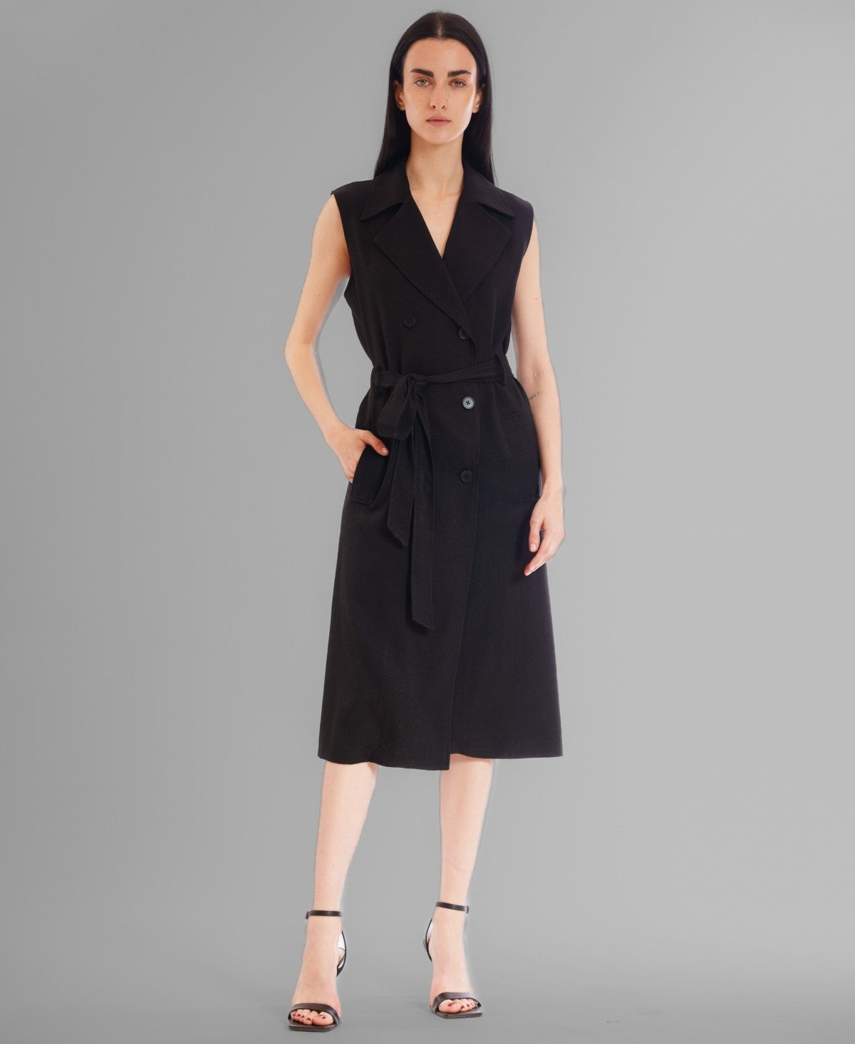 Julia Jordan Womens Sleeveless A Line Jacket Dress Black