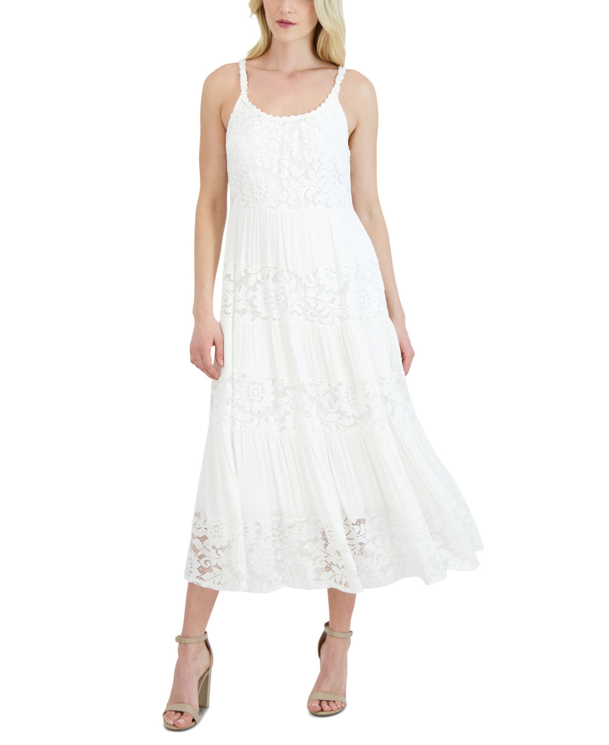 Robbie Bee Women's Lace A Line Dress White Size Small