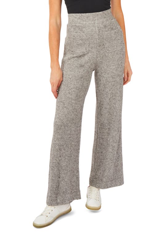 CeCe Rib Knit Flare Leg Pants in Silver Heather Grey, Size X-Small