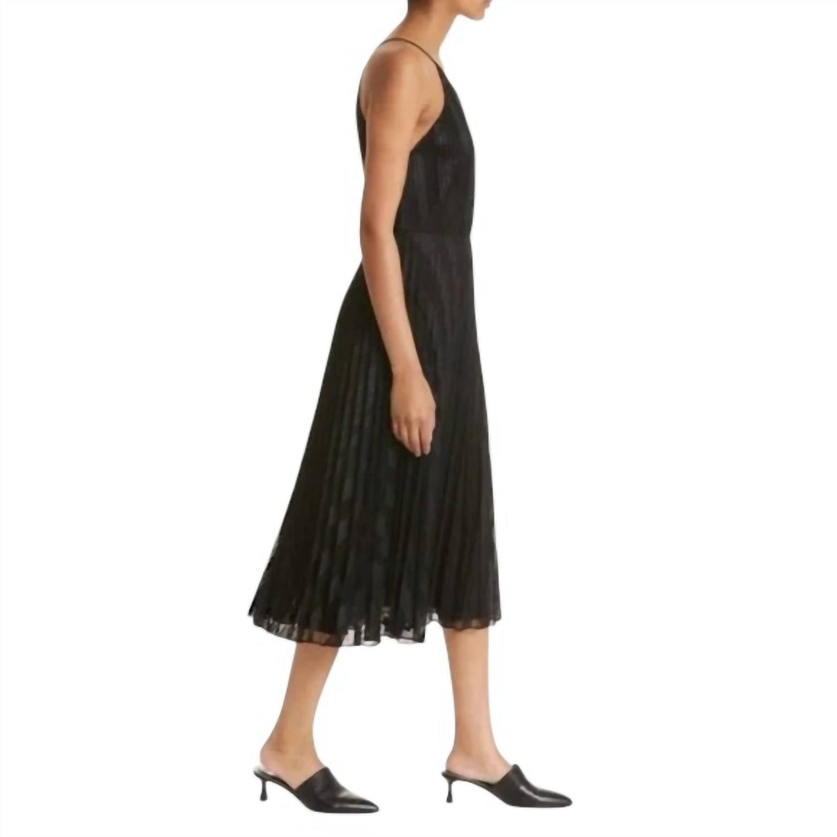 Theory - Pleated Lace Halter Midi Dress