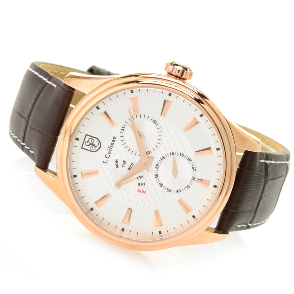 s-coifman-44mm-heritage-quartz-multifunction-leather-strap-watch