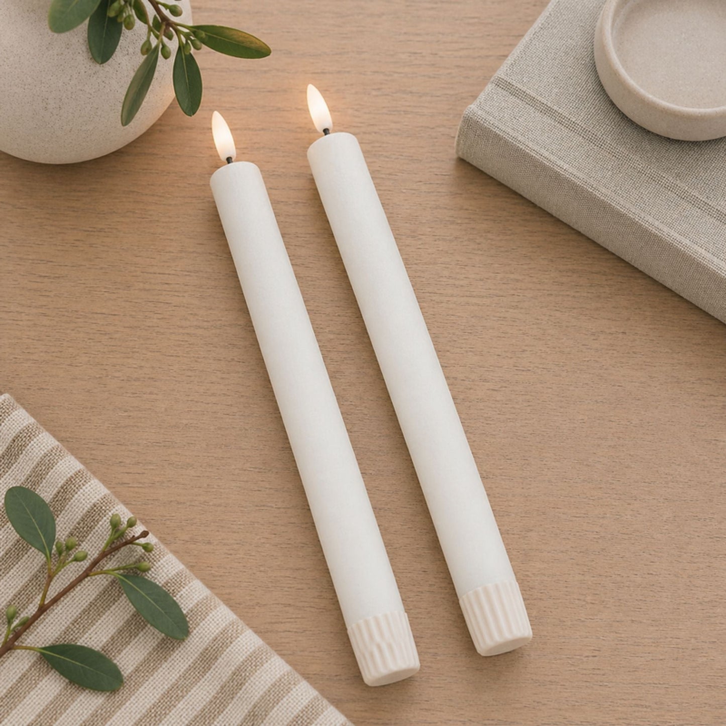 FIA Wick White Taper Candle (Set - 2)
