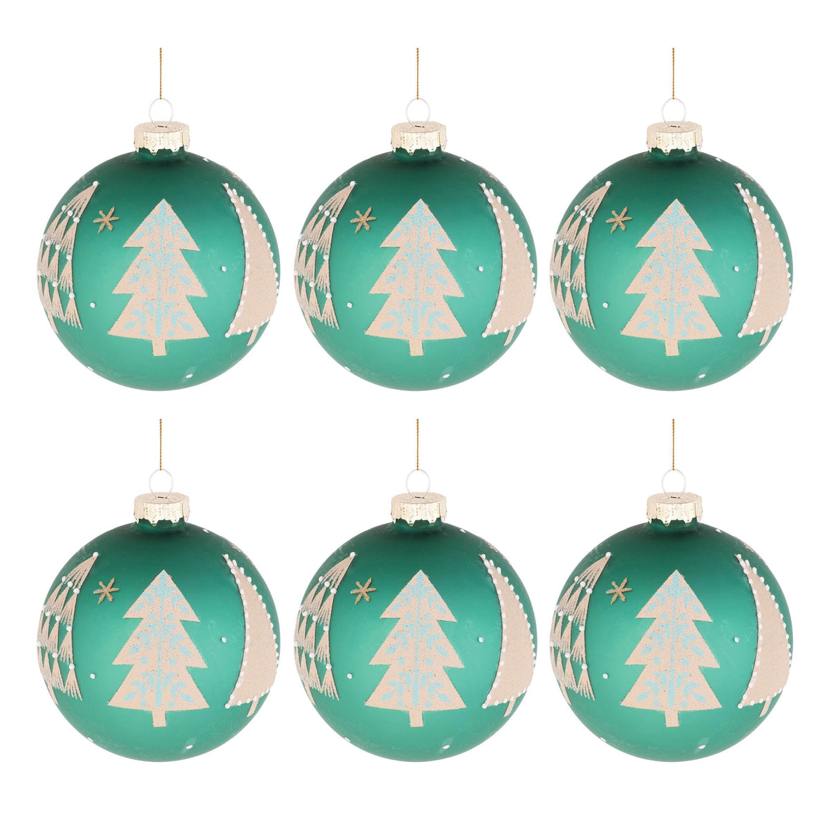 Beaded Pine Tree Ball Ornament (Set of 6)