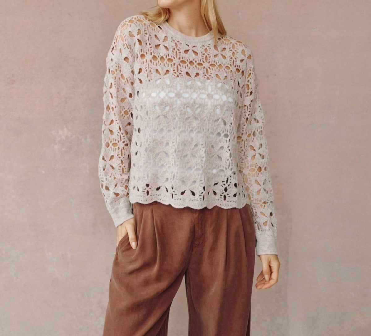 Bella Dahl - Crochet Crew Sweater