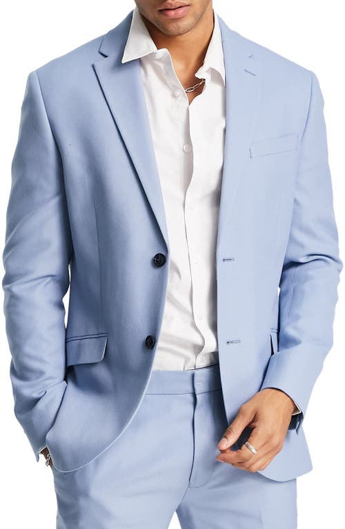 Topman Skinny Fit Textured Suit Jacket in Light Blue  Size 40