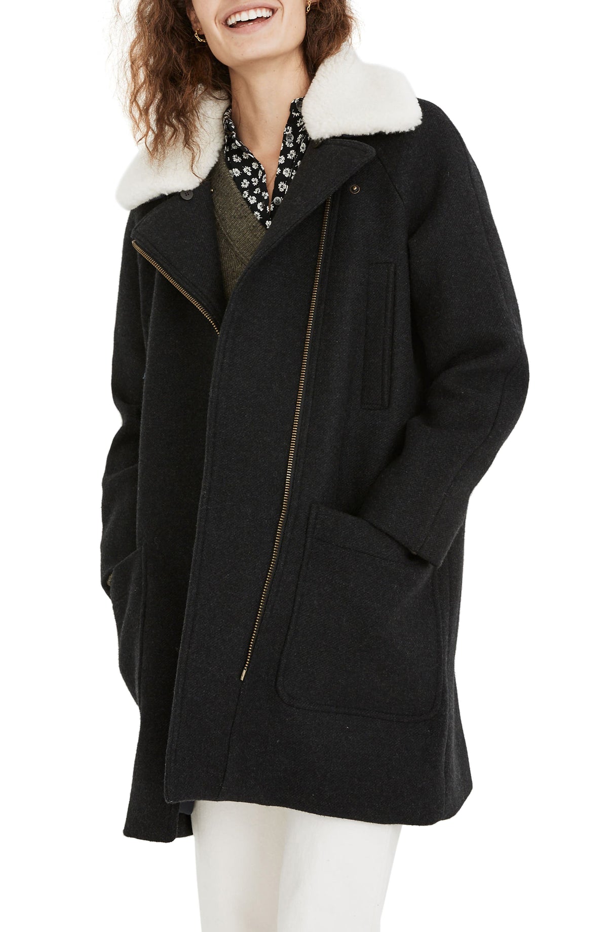 Madewell Womens Eldridge Insuluxe Zip Coat Grey Medium