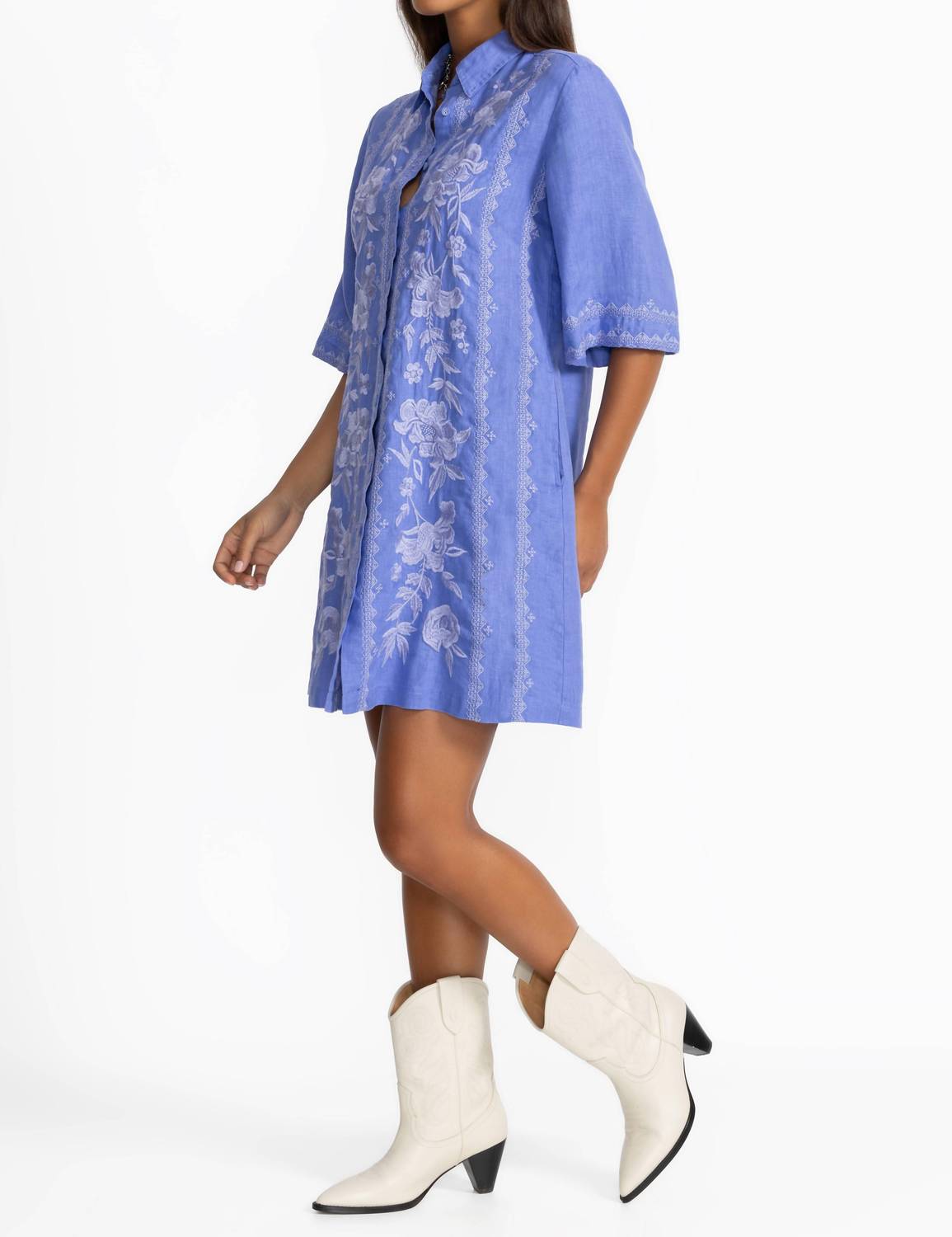 Johnny Was - CAMILLE KIMONO SLEEVE LINEN SHIRT DRESS