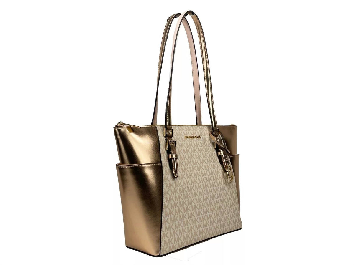 Michael Kors - Women's Charlotte Leather Top Zip Tote Bag Purse Large