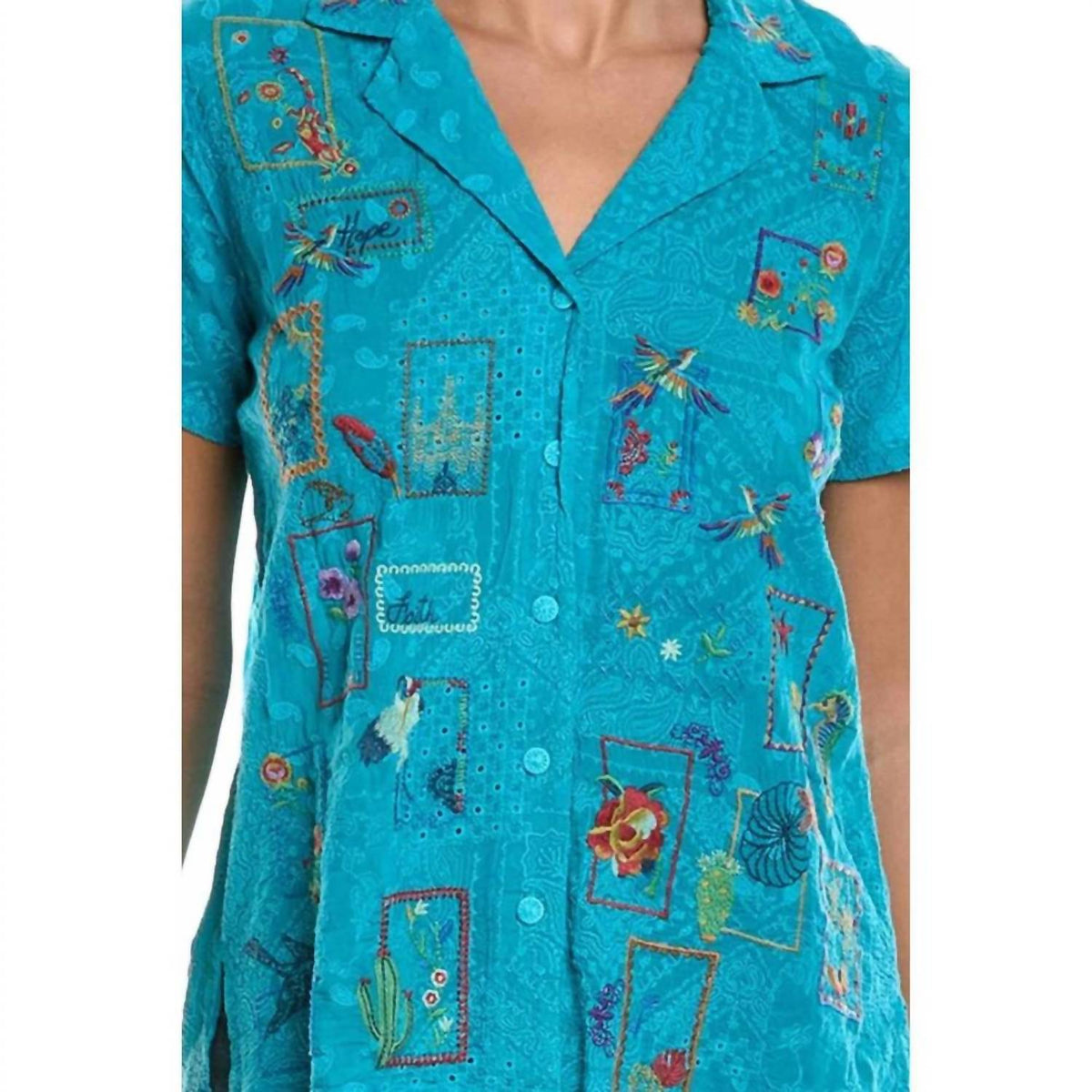 Johnny Was - COOPER EMBROIDERED BUTTON UP ANDREIA