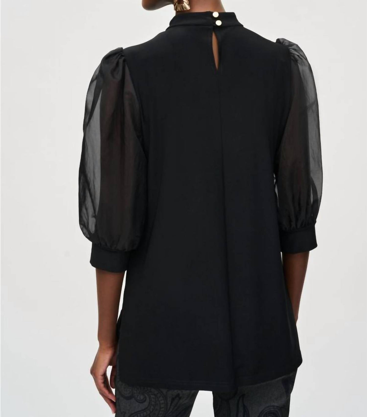 Joseph Ribkoff - High Neck Organza Puff Sleeve Tunic