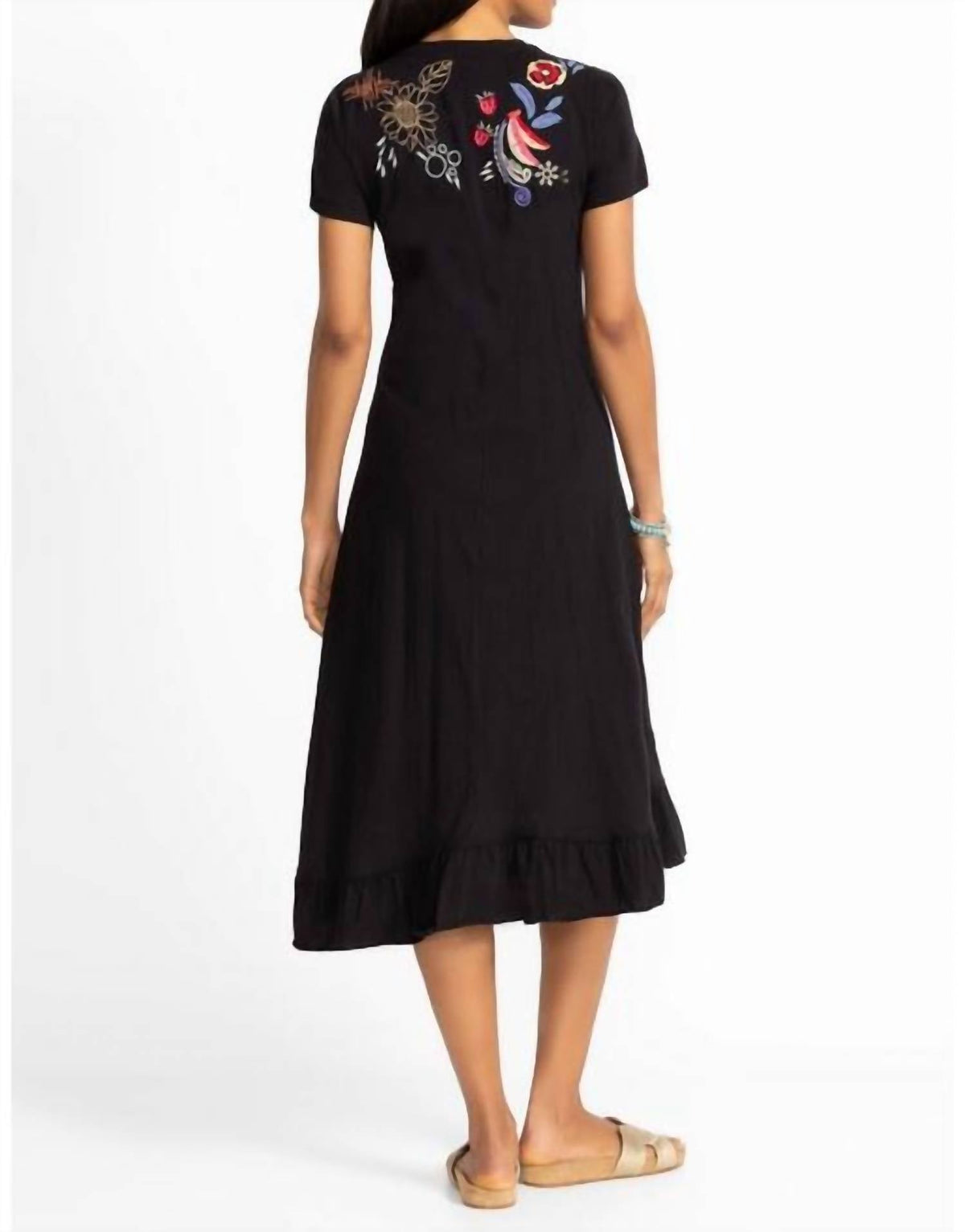 Johnny Was - ASYMMETRIC RUFFLE FLOUNCE SHORT SLEEVE DRESS CORA