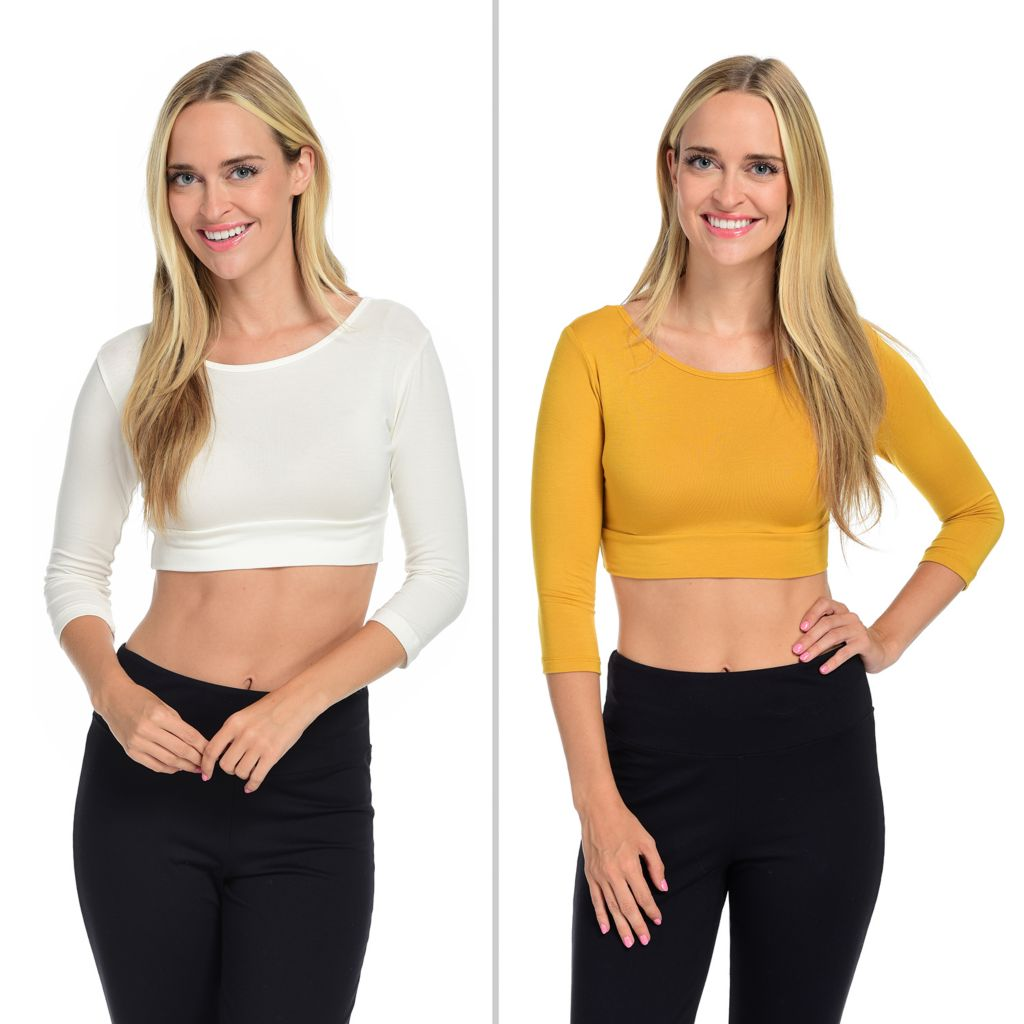Halftee Lightweight 3/4 Sleeve Layering Tops, 2-Pack