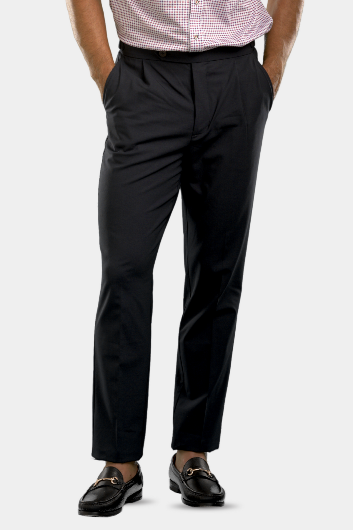 Pleated Wool Trouser Pants - Navy