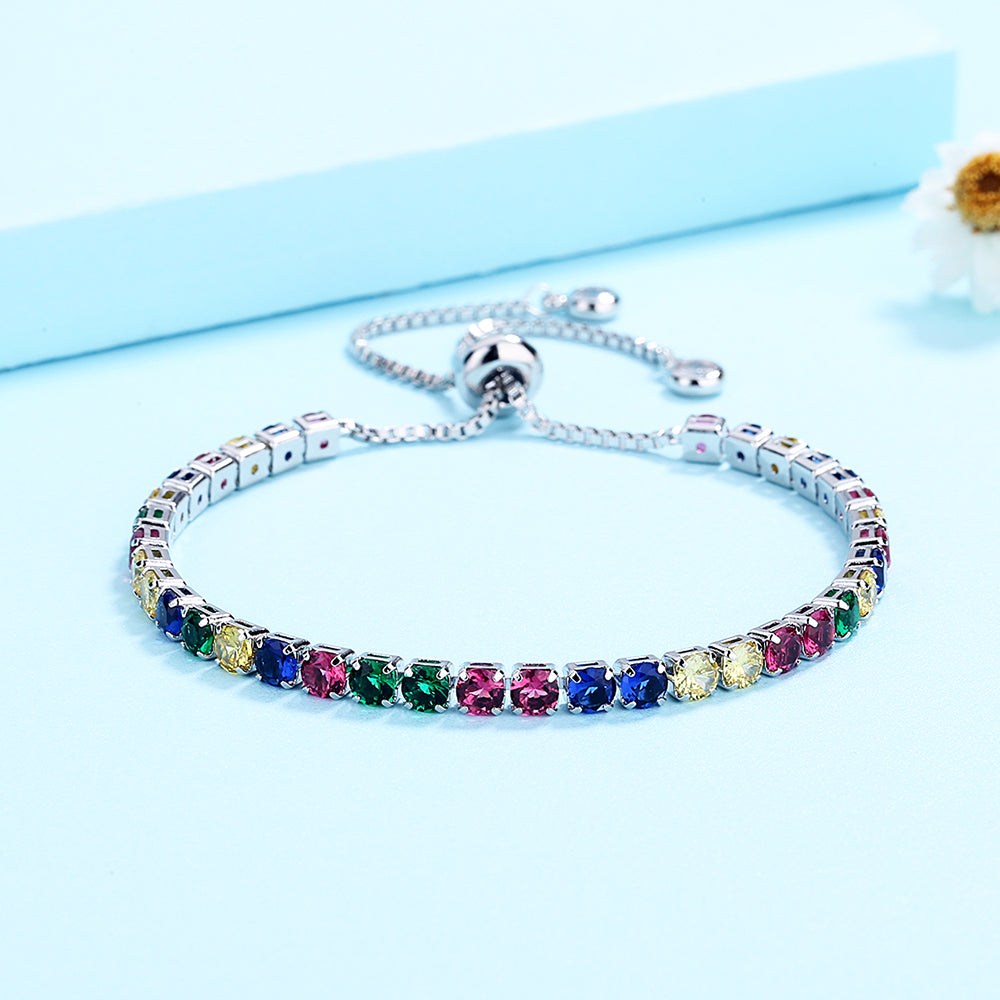 Amy and Annette 14K Gold Adjustable Tennis Bracelet with Simulated Diamonds