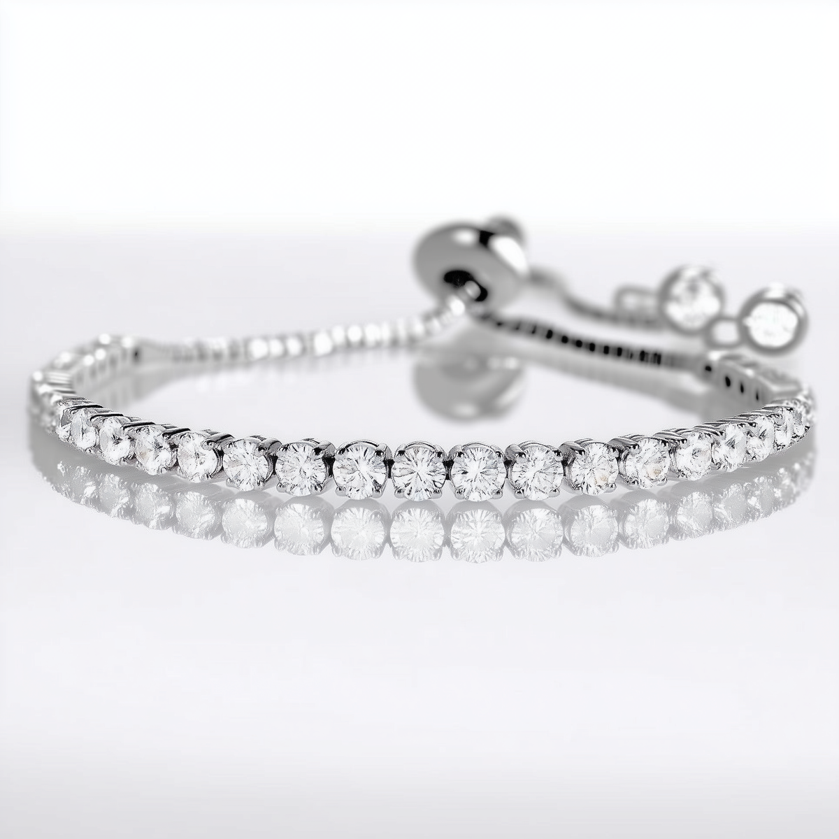 Amy and Annette 14K Gold Adjustable Tennis Bracelet with Simulated Diamonds