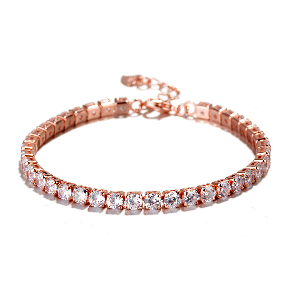 14K Gold Genuine Crystal Tennis Bracelet