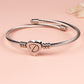 Twisted Steel Heart Cable Initial Bracelet