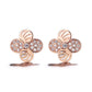 18K Rose Gold Crystal Flower Stud Earrings