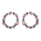 Sterling Silver Multi-Color J Hoop Earring with Crystals