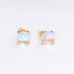 14k Gold and Sterling Silver with Moonstone Stud Earrings