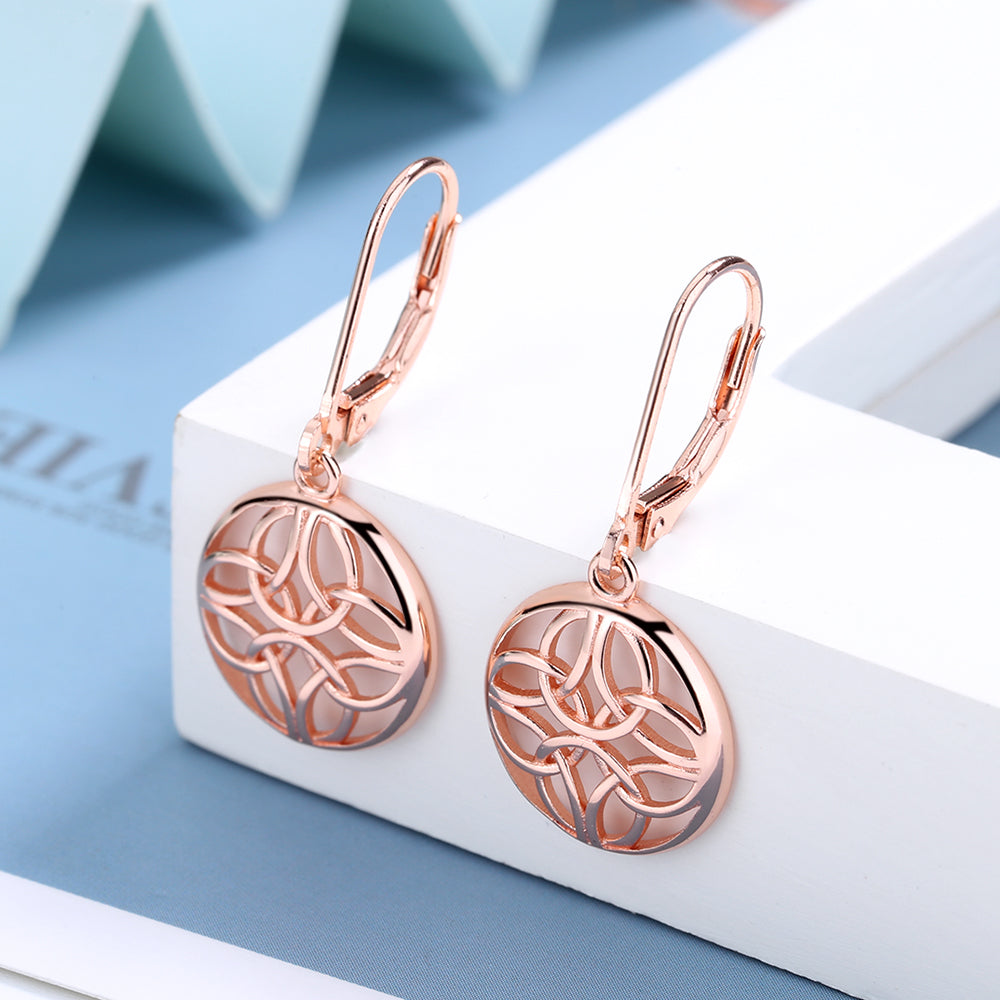 14K Gold and Sterling Silver Lever-Back Celtic Earring