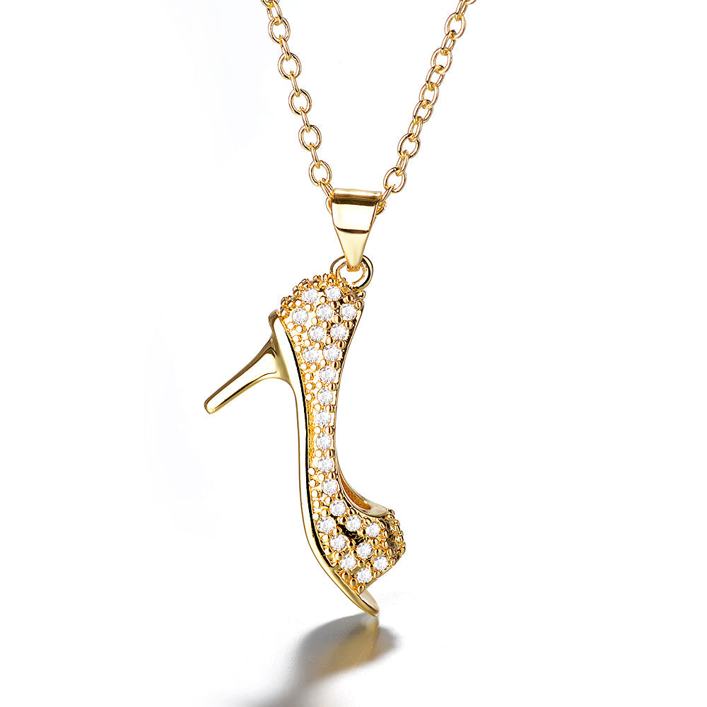 18K Gold and Sterling Silver Stiletto Crystal Pendant Necklace