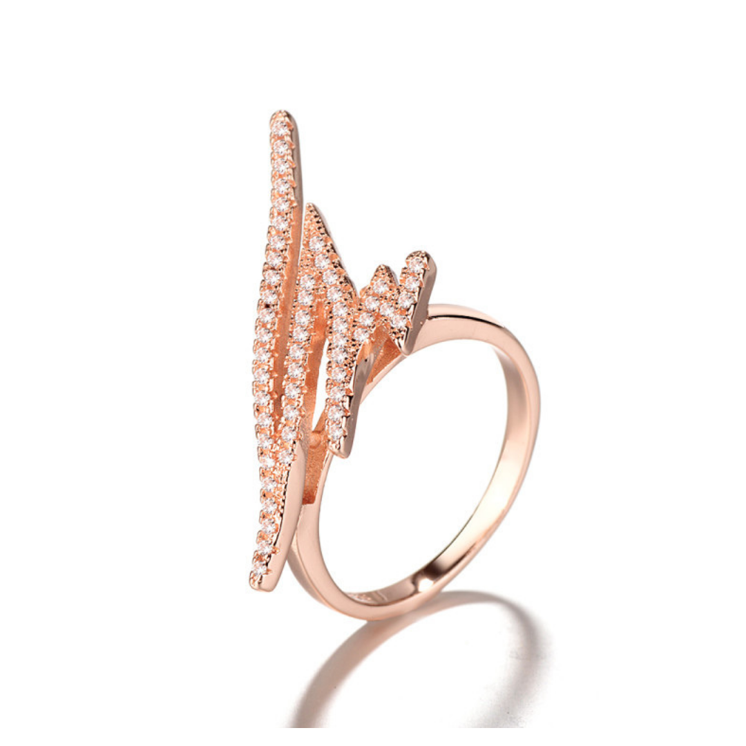 14K Gold Plating Zig Zag Crystal Ring
