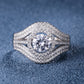 Silver-Tone 5 Row Halo Engagement Ring with Simulated Diamonds