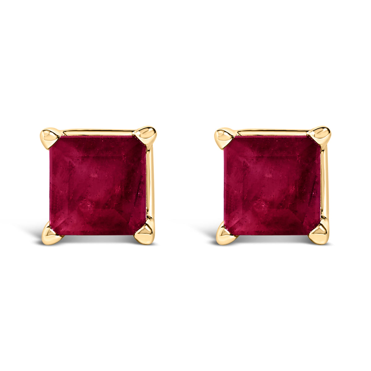 14K White Gold 5x5MM Princess Cut Purple Amethyst Solitaire Stud Earrings