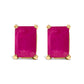 14K White Gold 6x4MM Emerald Shaped Amethyst Solitaire Stud Earrings