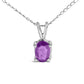 14K White Gold 6x4MM Oval Shaped Purple Amethyst Solitaire Pendant Necklace