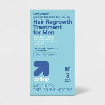 Extra Strength Minoxidil Hair Regrowth Treatment for Men 2 fl oz each up&up - Imperfect Box