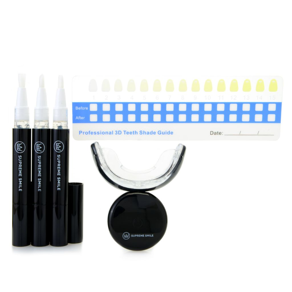 Supreme Smile Rechargeable Blue/Red LED Teeth Whitening Device w/ 3 Gel Pens