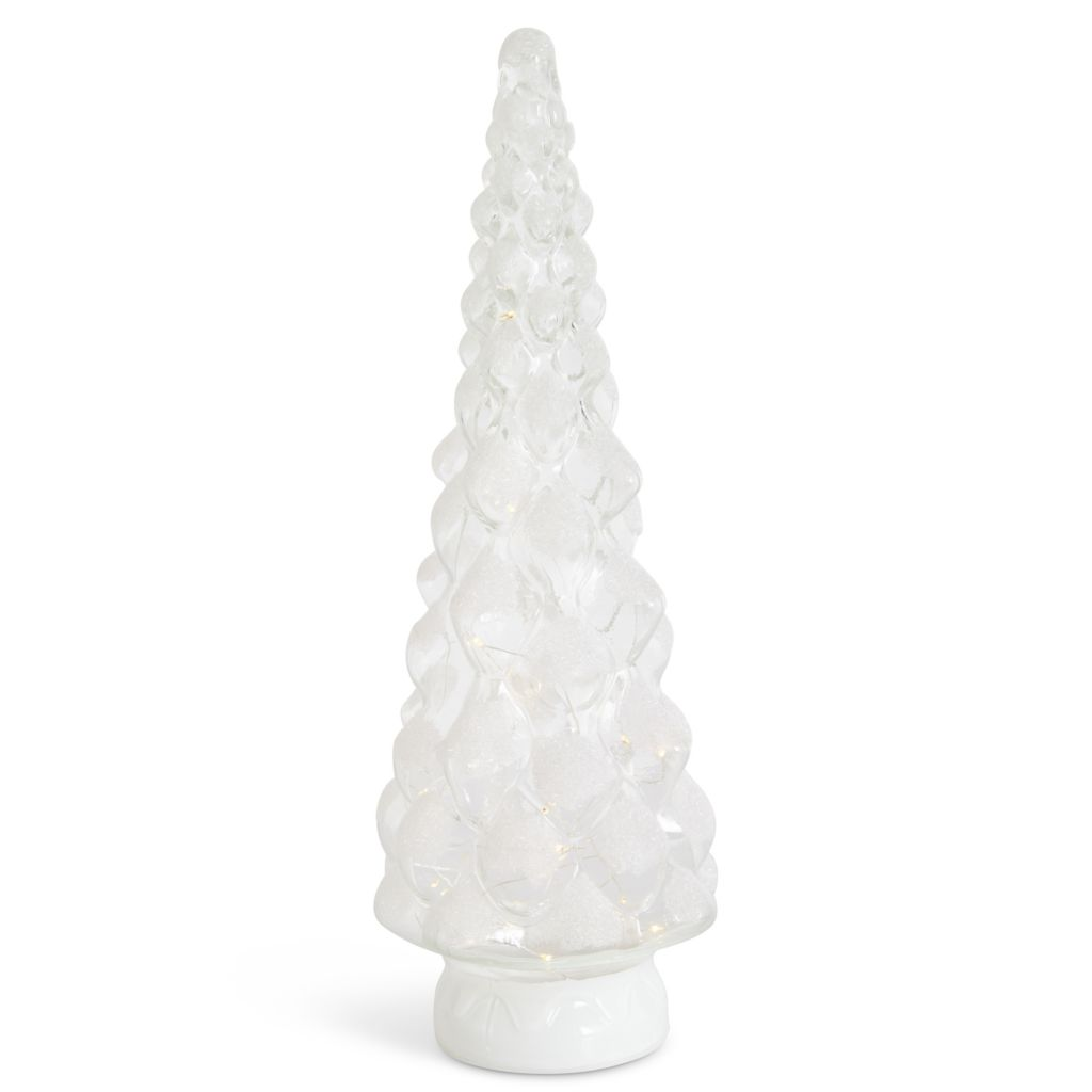 At Home w/ Jorge Parez Choice of Size Clear Glass Flocked LED Tree