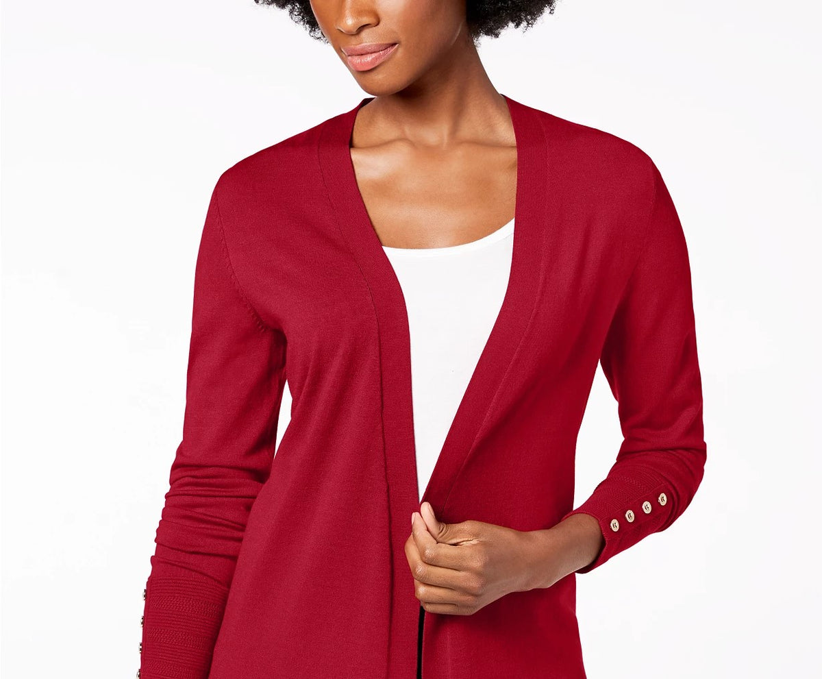 Charter Club Women's Open-Front Cardigan Red Size Extra Large