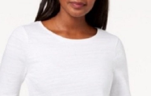 Charter Club Women's Cotton Lace-Trim Top White Size Small