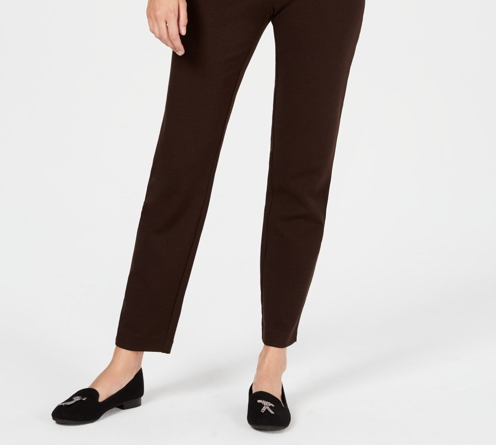 Charter Club Women's Cambridge Pull-On Ponte Pants Dark Brown Size 16S